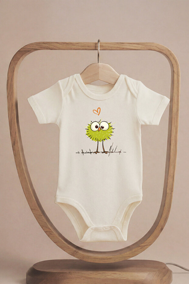 Organic 100% Cute Chick Cotton Pack Printed Short Sleeve Snap Fastener Baby Bodysuit