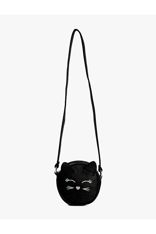 Cat Themed Glittery Ears Appliqué Detail Crossbody Bag