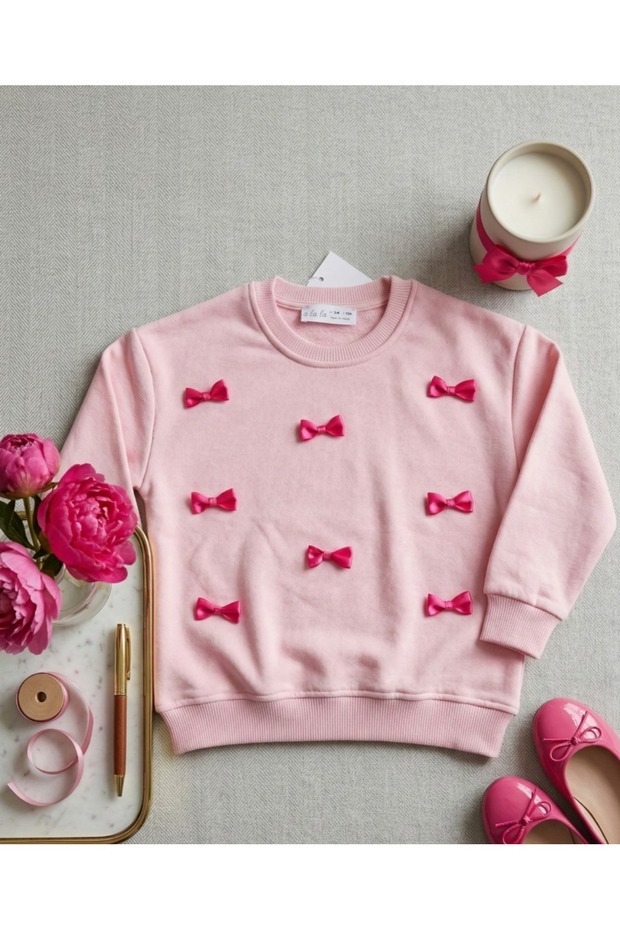 Girl's Bow Detailed Sweatshirt