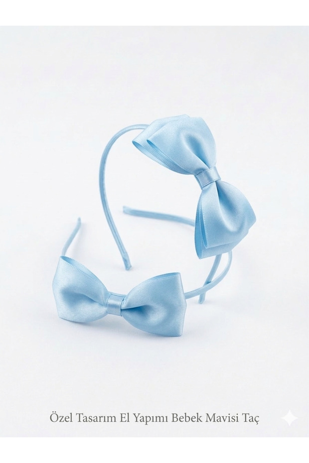 Baby Blue Satin Bow Crown - Handmade Hospital-Issued Mother-Baby Crown