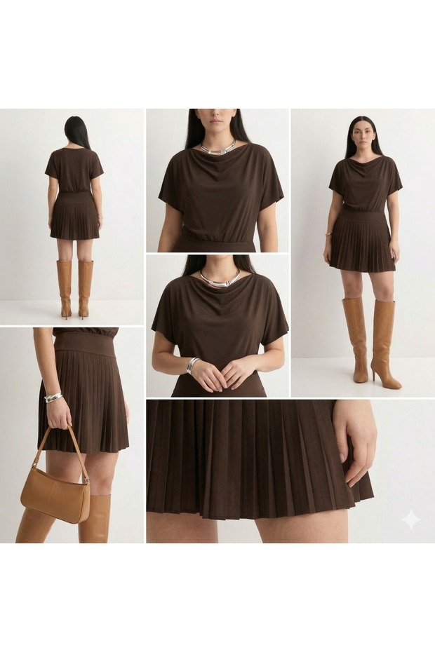 piliseli mini elbise - 5