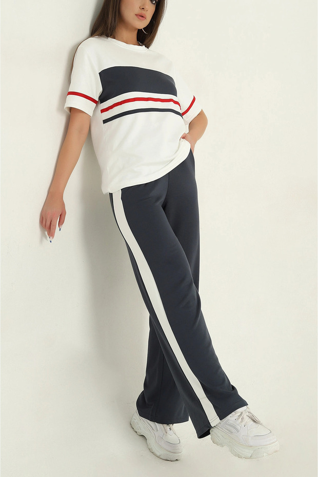 Women's Ara Paneled Modal Fabric Short Sleeve Tracksuit Set