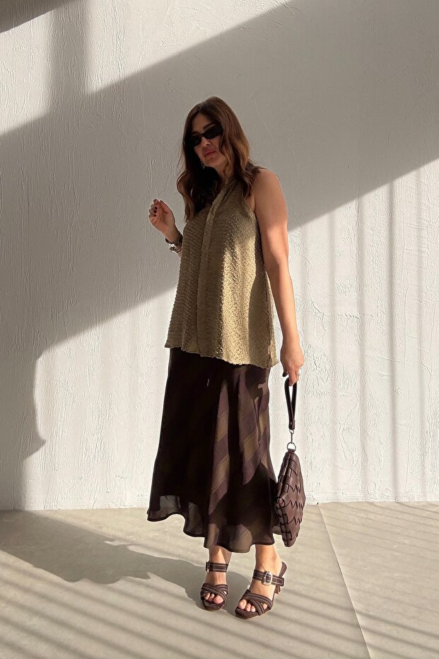Geometric Satin Skirt