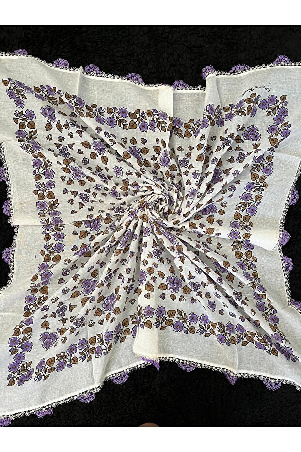 Mekik Embroidered Scarf Writing Yemeni Tulle Bent