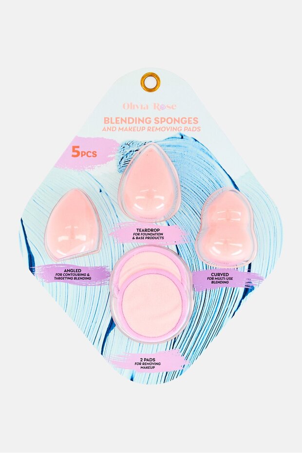 5 Pieces Blending Sponges And Makeup Removing Pads, Peach