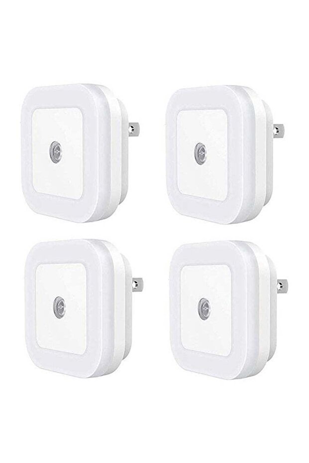 4-Piece Night Light With Dusk To Am Sensor Plug White 10cm