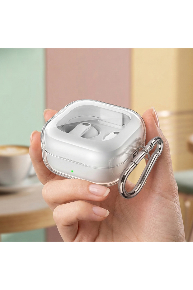 حافظة CaseOnn لسماعات Galaxy Buds 4 مع حزام تثبيت شفاف من السيليكون الشفاف