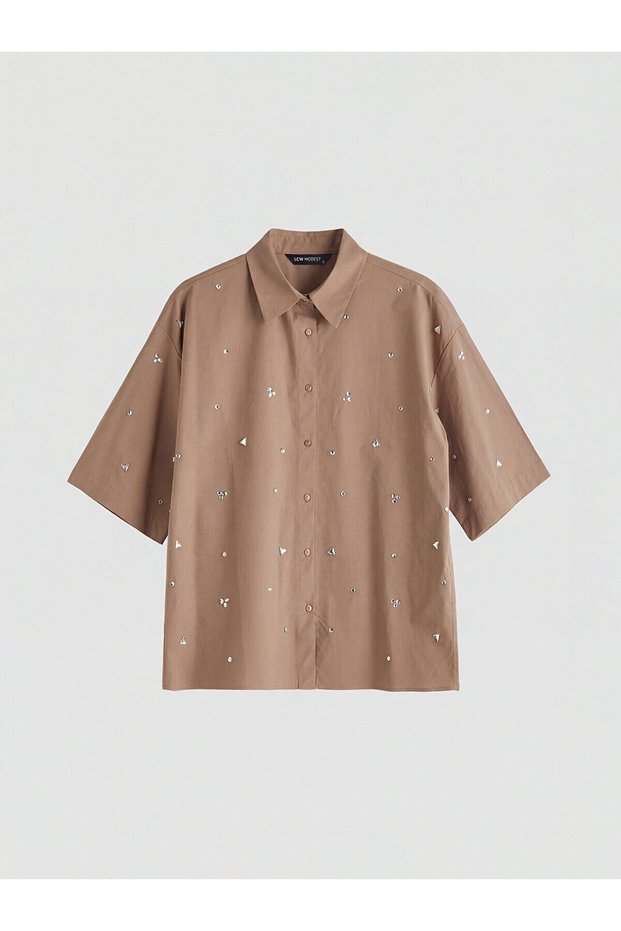 Özmarka New Season Stone Embroidered Women's Shirt