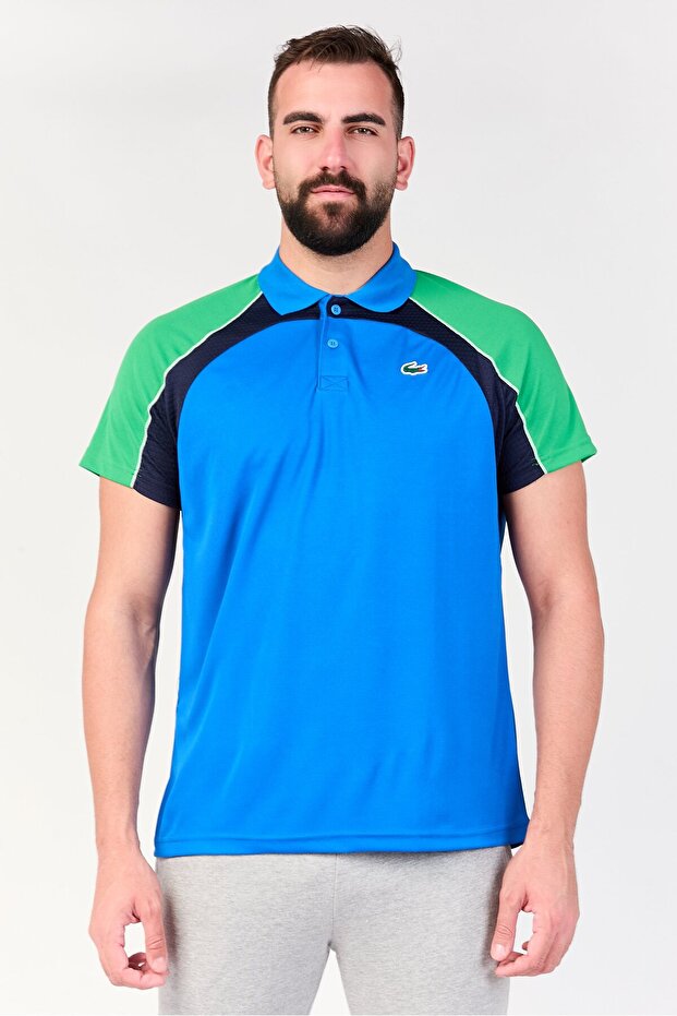 Men Regular Fit Short Sleeve Tennis Polo Shirt, Blue