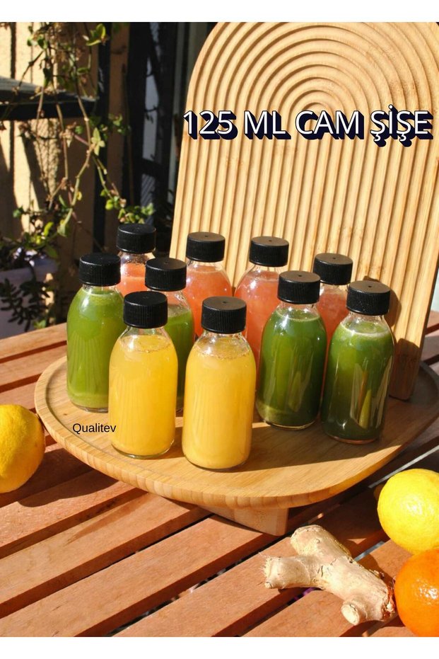 10 Glass Bottles 125 ml Detox Ginger Shot Bottle Detox Fruit Juice