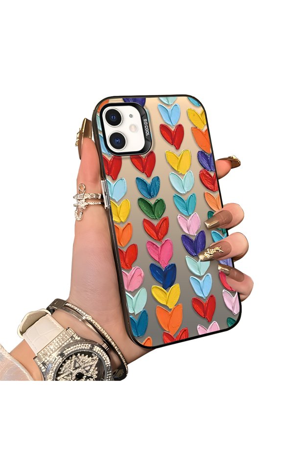 iPhone 12 Mini Compatible Hard Acrylic Back Silicone Edge Lens Protection Case