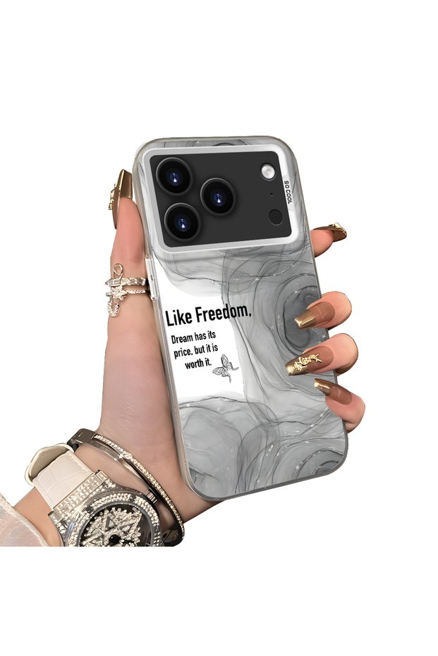 iPhone 17 Pro Compatible Hard Acrylic Back Silicone Edge Lens Protection Case