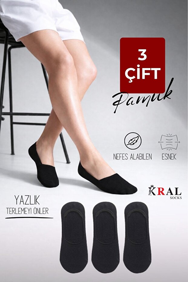 3 Pairs of Cotton Summer Invisible Socks