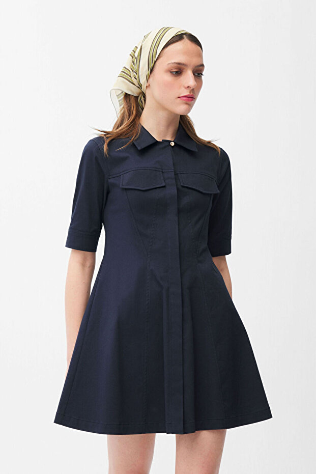 Erkek Yaka Mini Elbise - 3