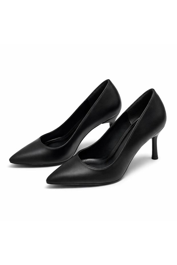 Genuine Leather Women's Stiletto 8 cm Stiletto Heel U Pointed Toe Classic Stylish Daily Shoes