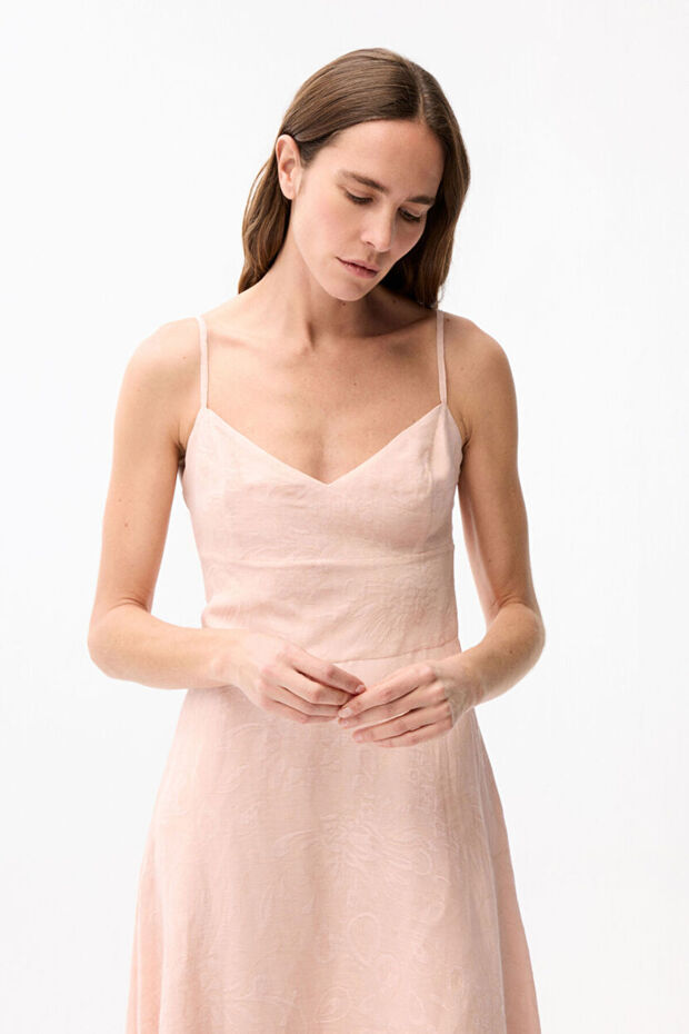 Askılı Jakarlı Elbise - 2