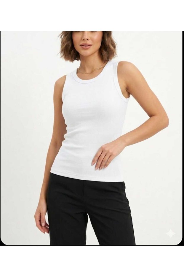 Women's Crew Neck Sleeveless Ribbed Knit Tank Top