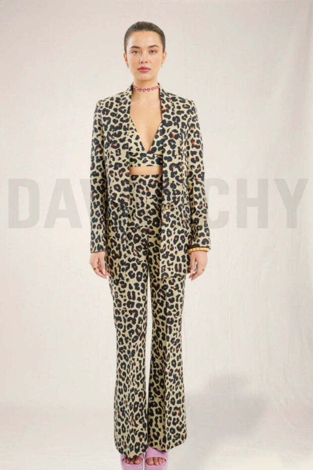 Women Leopard Print 3 Piece Designer Co-ord Set | Casual Wear Three Piece Suit