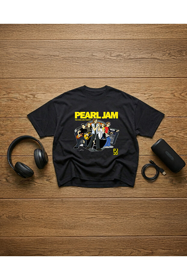 تي شيرت Pearl Jam مطبوع للجنسين 100% مقاس كبير مكون من قطن قطع