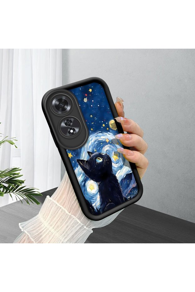Oppo A60 Compatible Black Silicone Case Shockproof with Camera Protection