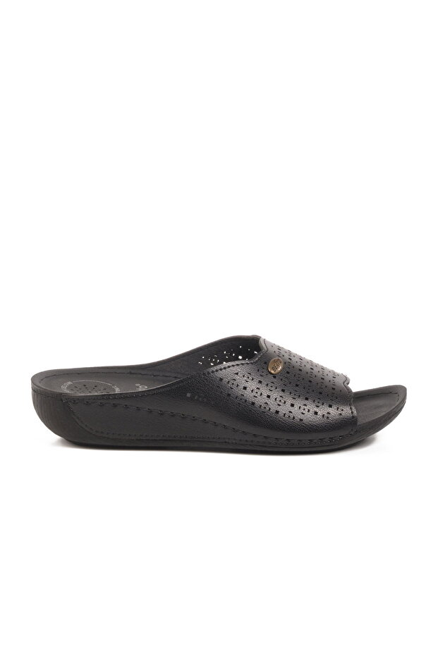 Black Anatomical Women's Flat Slippers