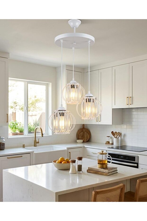 Kumru 3'lü Avize Beyaz - 1