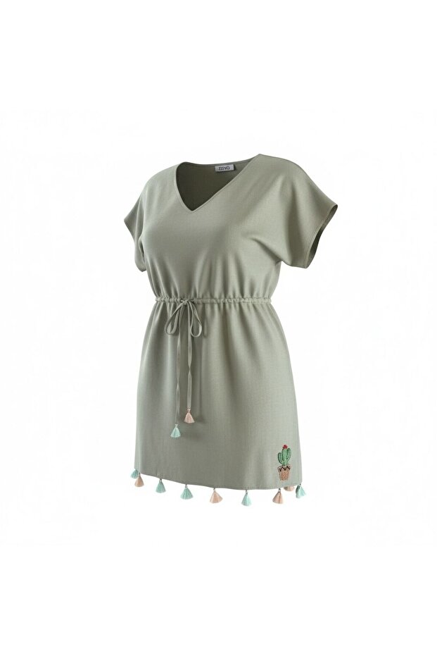 Linen Fabric Green Summer Dress/Beach Dress
