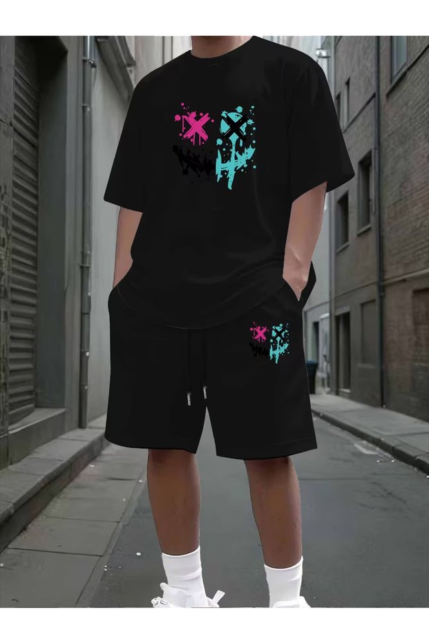 Unisex women's/men's special Printed shorts t-shirt set