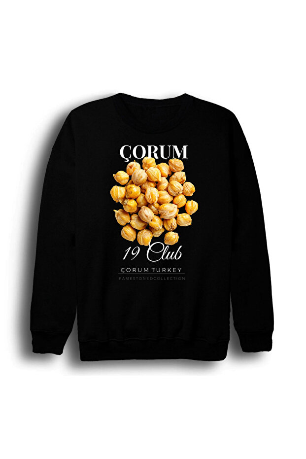 Çankırı - 18 - Salt Cave - Ilgaz - City Printed Unisex 100% Cotton Crew Neck Black Sweatshirt