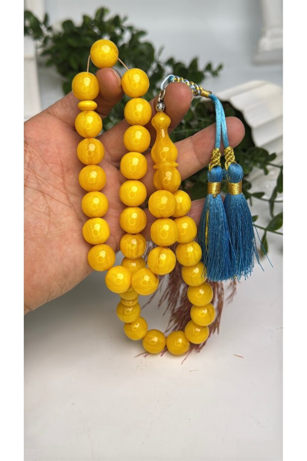 Damar Geçişli Sıkma Kehirmen Prayer Beads, Cotton Tassels, Master Craftsmanship