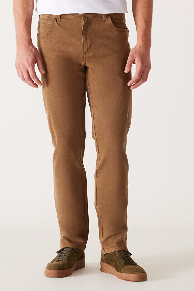 Straight Fit Regular Waist Light Brown Stretchy Texas Authentic Pants