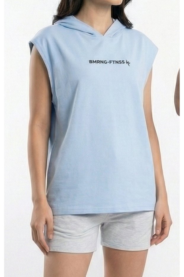 Women's 100% Cotton Oversized Hooded Sleeveless T-Shirt