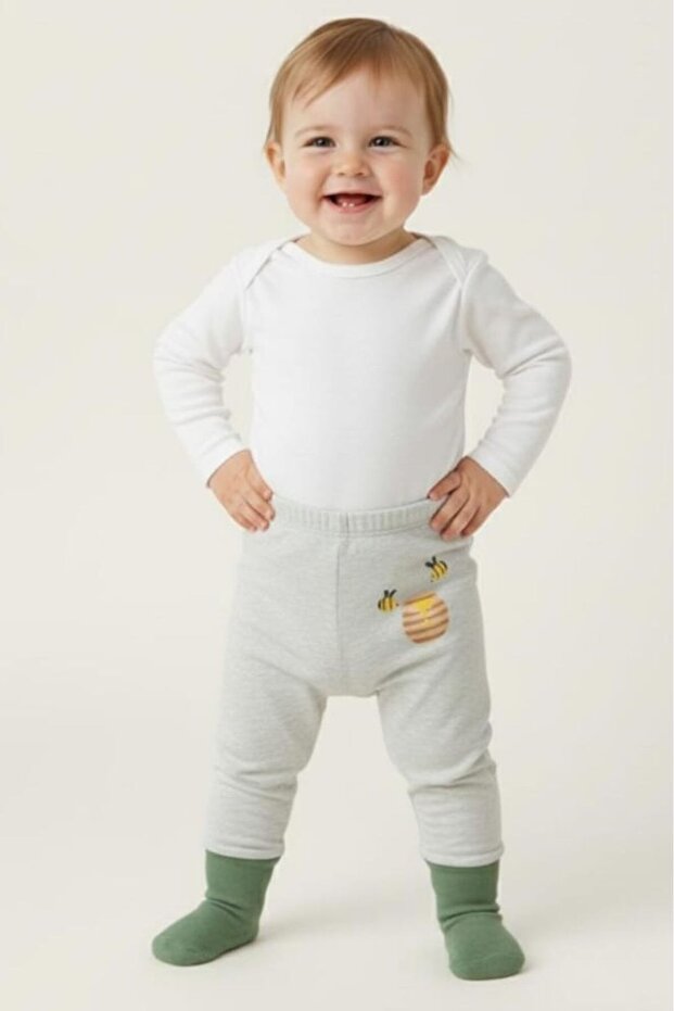 100% Organic Cotton Baby Boy Pants with Socks and Booties, Single Bottom Patterned Baby Pants