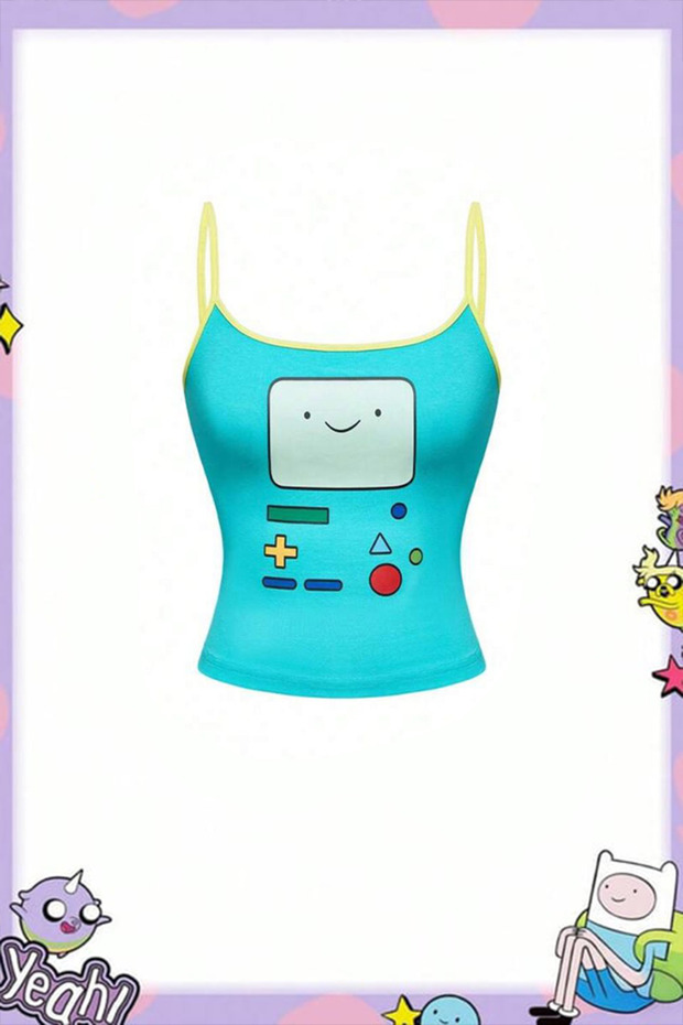حزام Blue Adventure Time BMO Y2K بقصة قصيرة