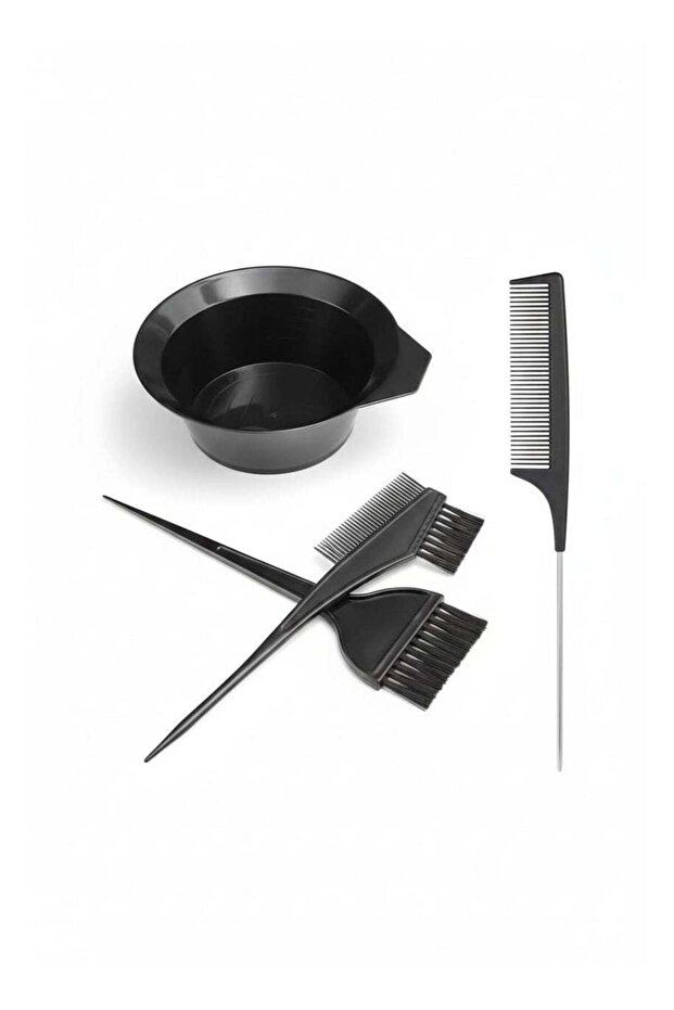 Professional 4-Piece Hair Coloring Kit - Mixing Bowl, Dye Brushes & Tail Comb Set