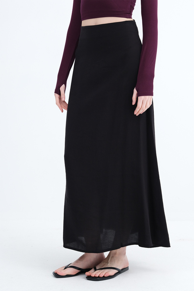 Fermuarlı Modal Uzun Etek E19035 - 4