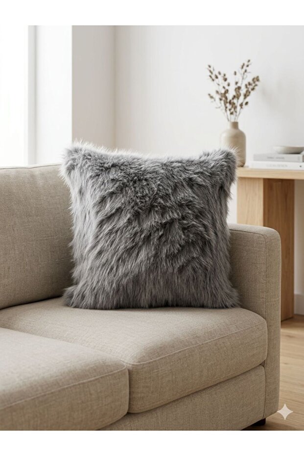 Plush Cushion Cover Furry Reversible Plush Pillow Lolita Plush Cushion Square