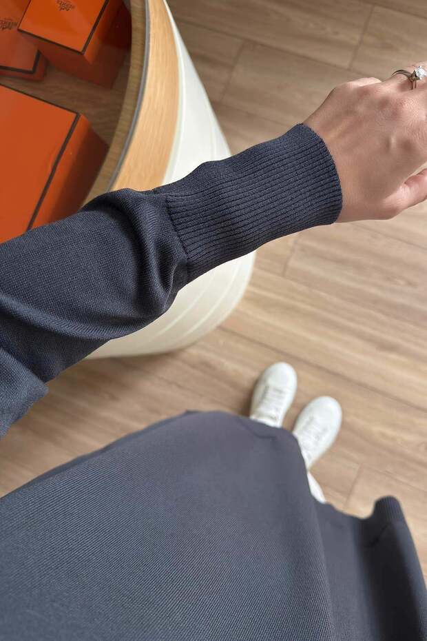 Yan Fermuar Basic Merserize Tunik - Füme - 3