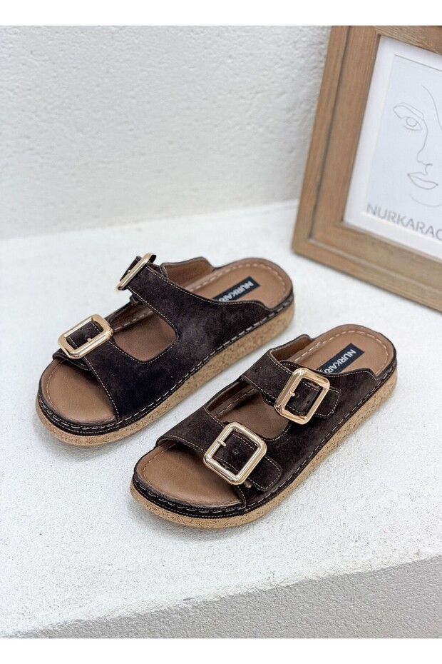 1079 Y-M 200 Double Buckle Genuine Leather Leather Mu Soft Sole Women's