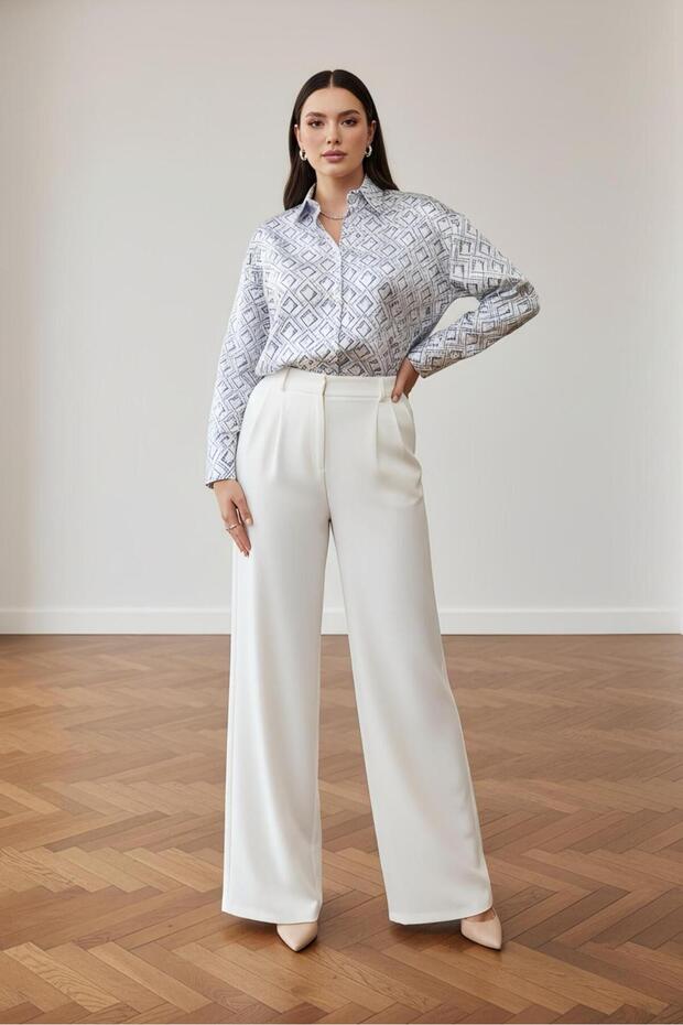 Plus Size Silk Satin Classic Shirt