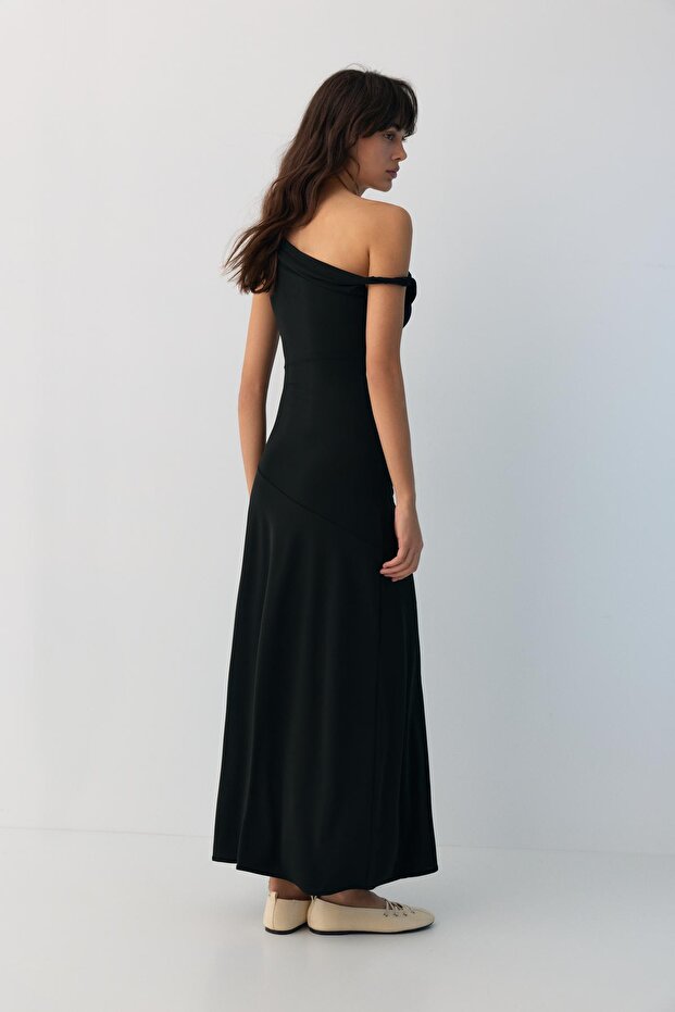 Asimetrik midi elbise - 4