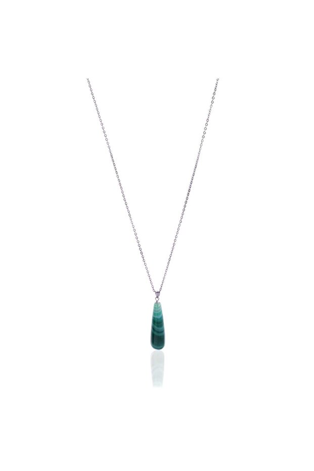 قلادة من العقيق الأخضر على شكل قطرة طويلة