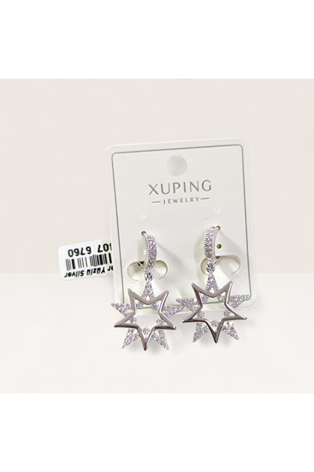 XUPING 2 CM YILDIZ 8 MM أقراط دائرية بيضاء