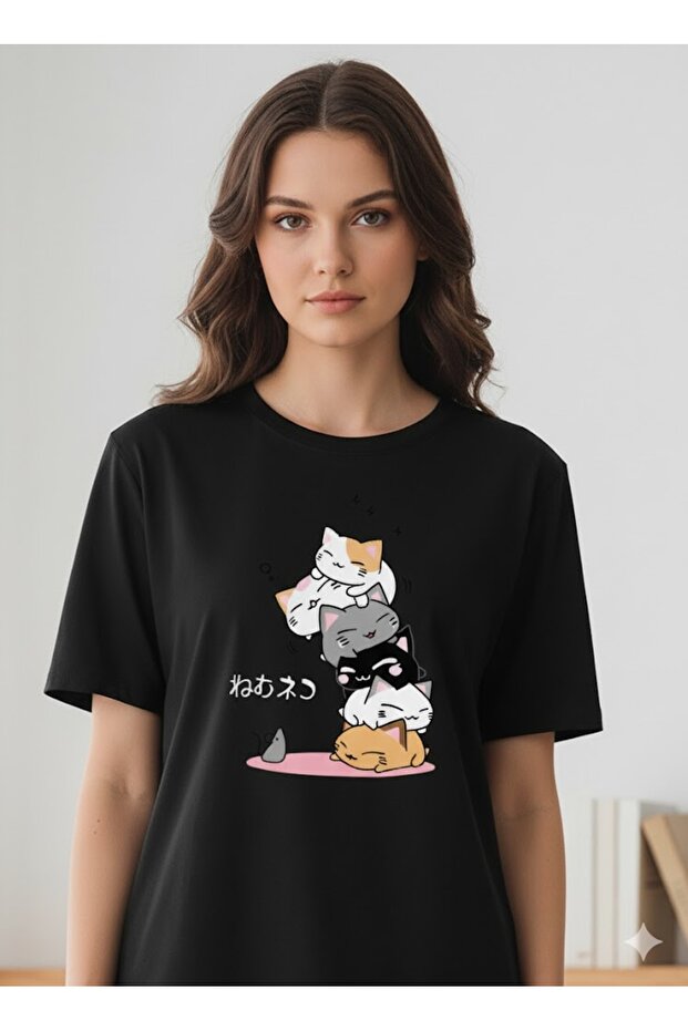 Cute Cat Printed t Shirt