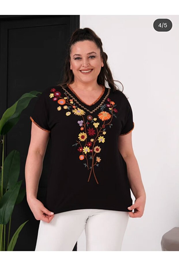 Plus Size Embroidered Blouse