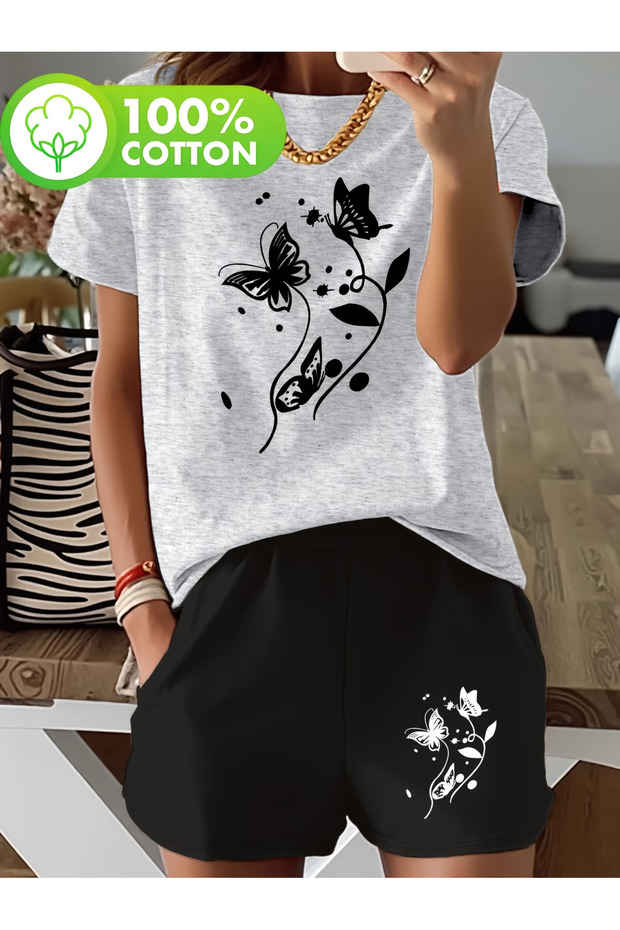 Kelebek Unisex Women'S/Men'Scustom Printed Shorts T-Shirt Set