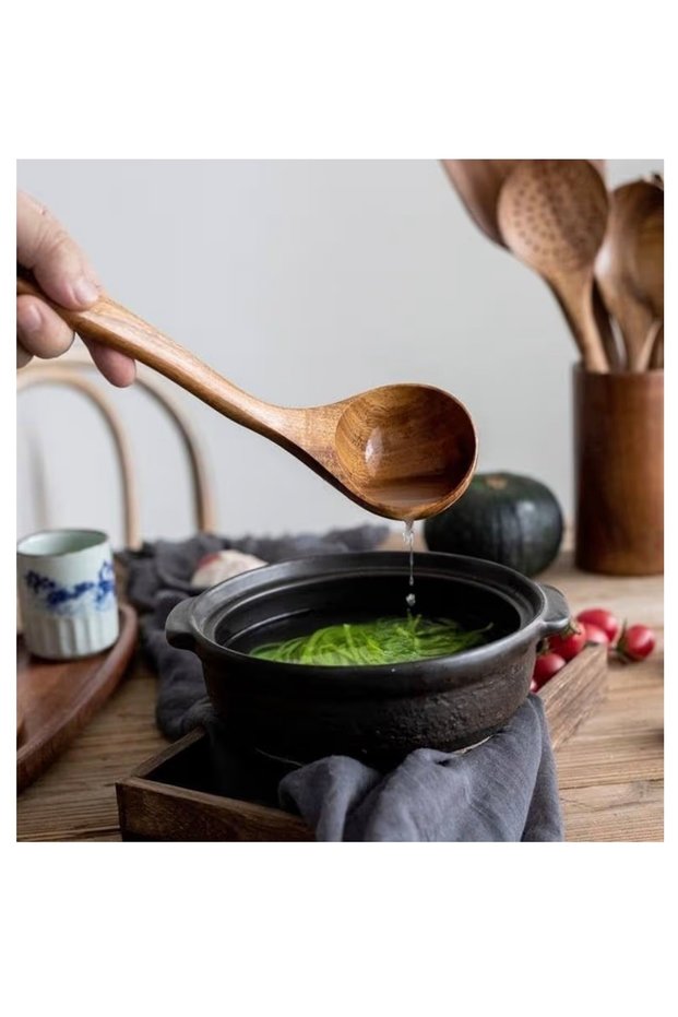 Natural Acacia Wood Serving Ladle 26cm | Durable (Acacia Ladle)