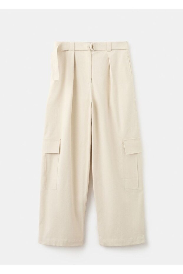 Kemerli kargo pantolon - 3