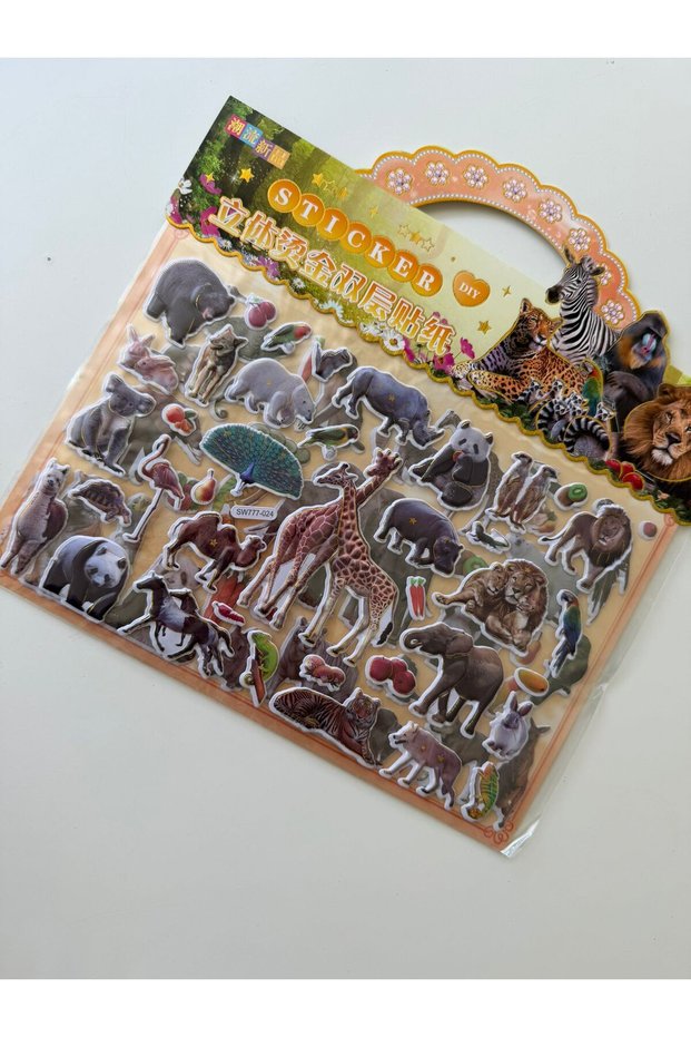 Bag Pack of 2-Page Animals Special 3D Embossed Stickers