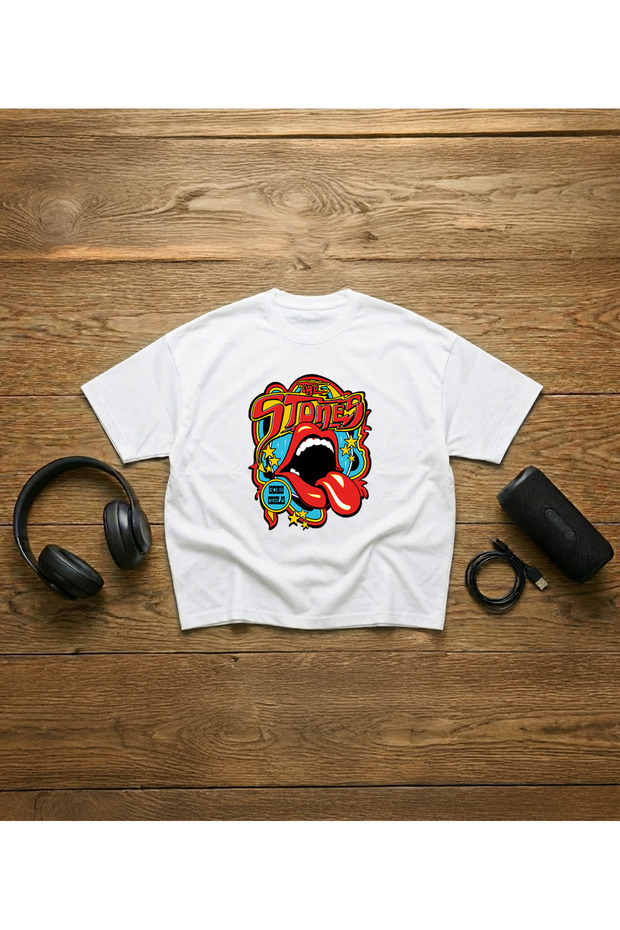 The Rolling Stones Printed Unisex 100% Cotton Lu Oversized T-Shirt